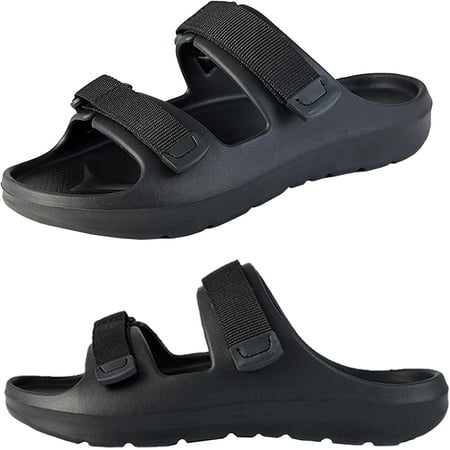 

Summer Men s Flat Sandals Double Straps Adjustable Mens Sandals Open Toe EVA Sandals for Men.