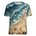 thumbnail image 5 of Beach Seashell Starfish Women's Short Sleeve T-Shirt Crew Neck Casual Summer Trendy Loose Fit Tops, 5 of 6
