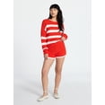 thumbnail image 2 of No Boundaries Drop Shoulder Crewneck Pullover Top and Shorts Set, 2-Piece, Women's XXS-XXL, 2 of 5