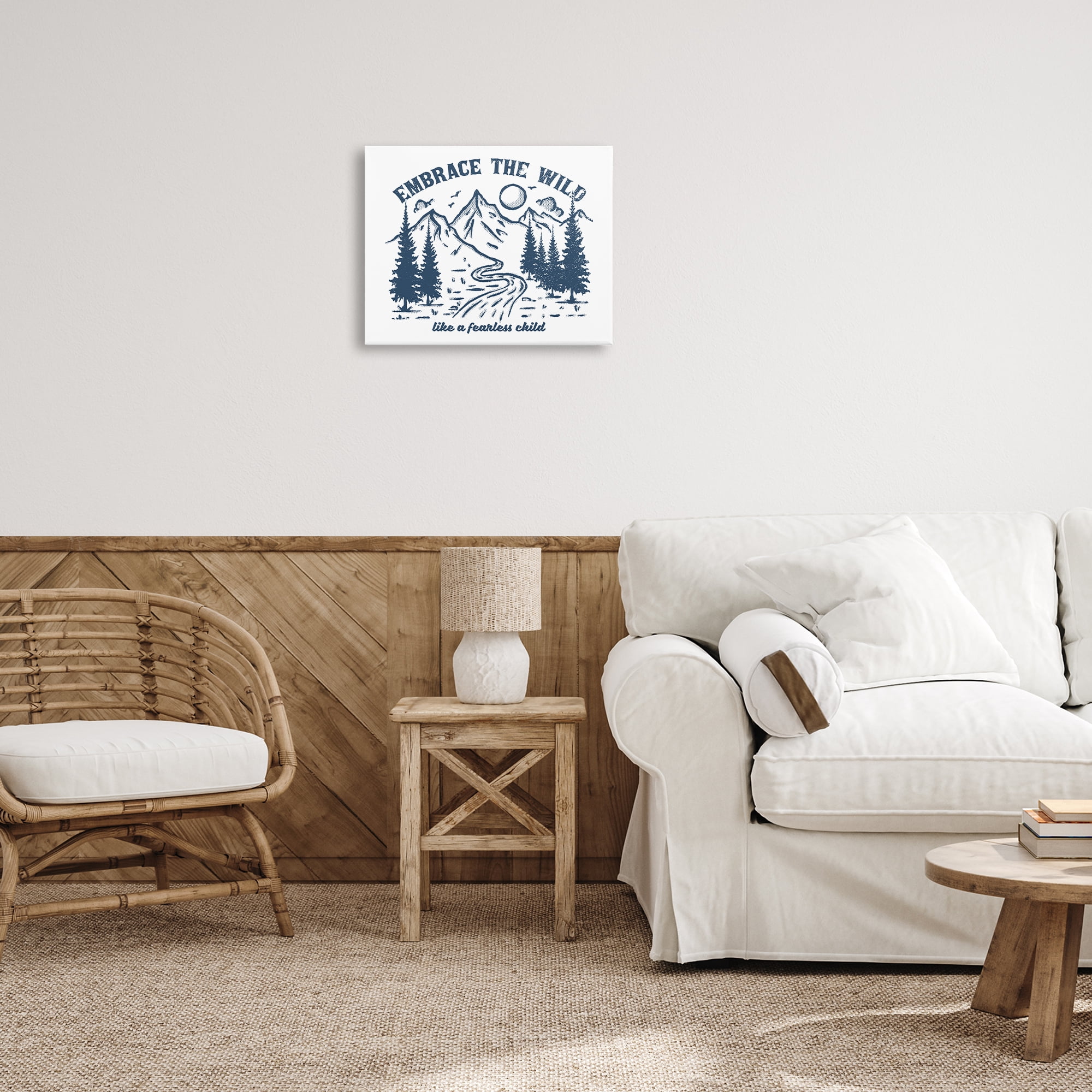 Stupell Industries Embrace the Wild Phrase Landscape & Nature Painting Wrapped Canvas Art Print Wall Art, 20 x 16