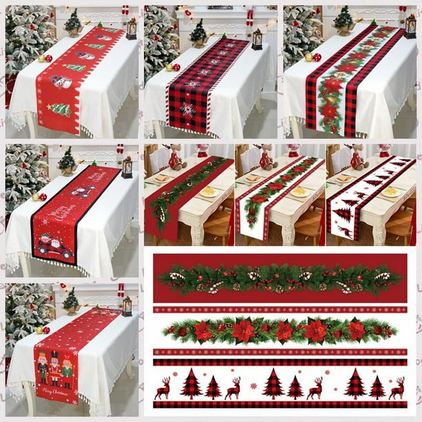 Chemin de Table de noël 2023 2024, nappe de décoration, ornement de noël,  cadeau du nouvel an, décoration de maison 
