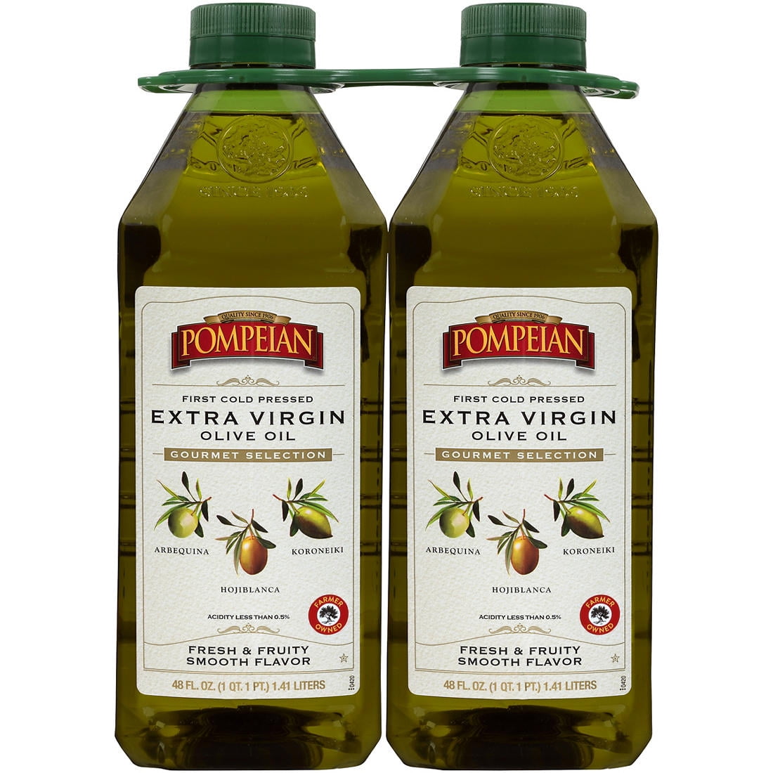 Pompeian Gourmet Extra Virgin Olive Oil Bottle, New 2 Pk./48 oz