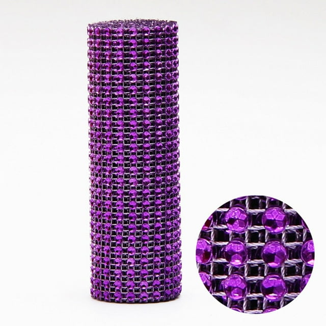 Cqxid Event & Party Under $5 Crystal Rhinestone Ribbons Plastic 24 Rows Shiny Diamond Rhinestone Mesh Wrap Roll