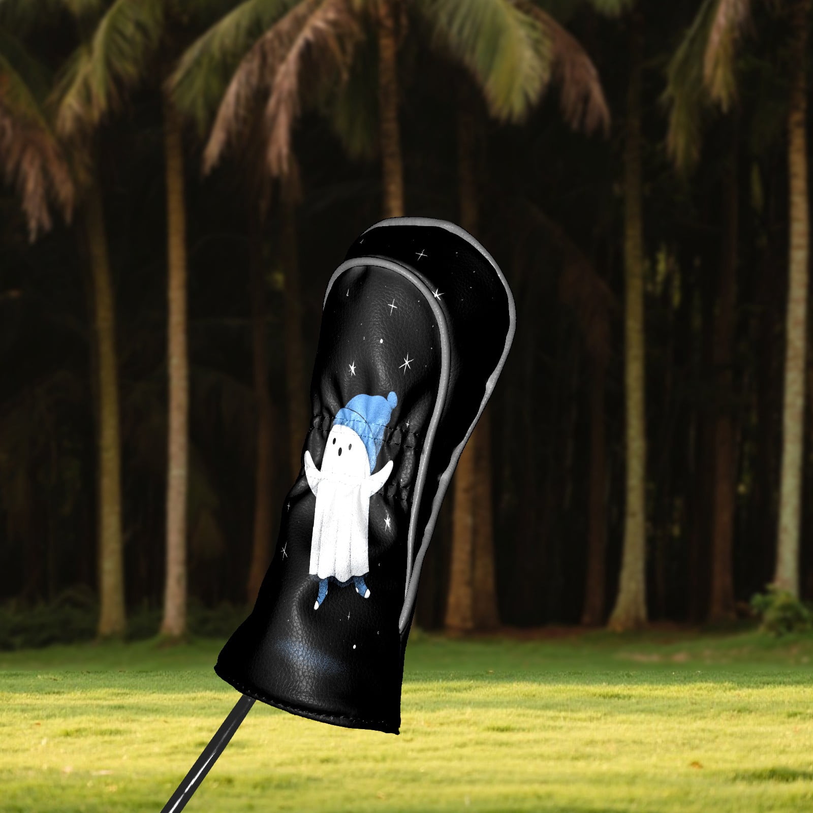 Golf Club Covers, Blue Hat Ghost Premium PU Leather Driver Hybrid Putter Head Covers with Velvet Lining, Waterproof Golf Gifts for Men Women