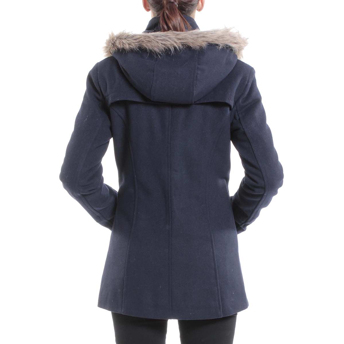 Alpine Swiss Duffy Womens Wool Coat Faux Fur Trim Hooded Parka Jacket - image 3 of 8