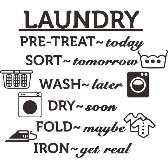 Laundry Room Vinyl Wall Decal, Waterproof Quote Sticker for Washer Dryer Door Porch, Removable Word Art Décor for Home Utility Space Motivation Gift, 1*Laundry Wall Sticker, 1*Laundry Wall Sticker