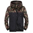 thumbnail image 2 of Tiweut Mens' Jackets Mens Camo Print Patchwork Hooded Drawstring Long Sleeve Zipper Coat with Pocket Tops Army Green,L, 2 of 6