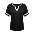 thumbnail image 4 of Gunia Womens Tshirt V Neck Short Sleeve Fitted Blend Striped Breathable For Daily Wear Tops T Shirts For Women Black M, 4 of 4