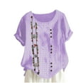 thumbnail image 1 of Birdeem Blouses pour Femmes Mode Imprimée Confortable Ample Manches Courtes Blouse Boutonnée Col Rond Décontracté, 1 of 12