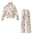thumbnail image 5 of SCRAWLGOD Floral Print Pink Beige Lounge Sets for Women Turtleneck Pullover Sweatshirt Wide Leg Sweatpants Fashion 2 Piece Outfits Casual Sweatsuit Comfortable Tracksuit, S, 5 of 7