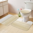 thumbnail image 2 of Beige White Stripes Bath Mat 3 Piece Bathroom Rug Set, Farmhouse Modern Gradient Lines Non Slip Bath Rug Contour Mat and Toilet Lid Cover, Absorbent Shower Mats Soft Bath Rugs and Mats Sets, 2 of 8