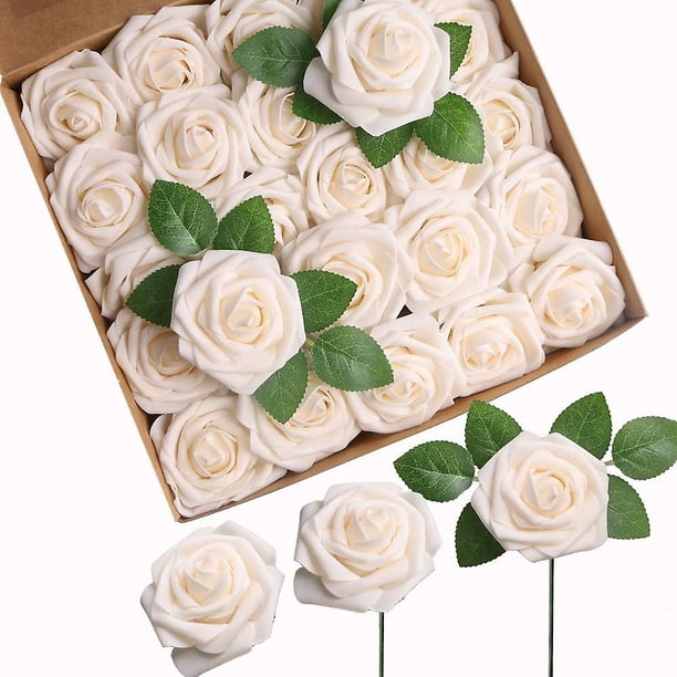 25 uds flores artificiales rosas YONGSHENG espuma con tallos para DIY ramos de boda decoración del hogar