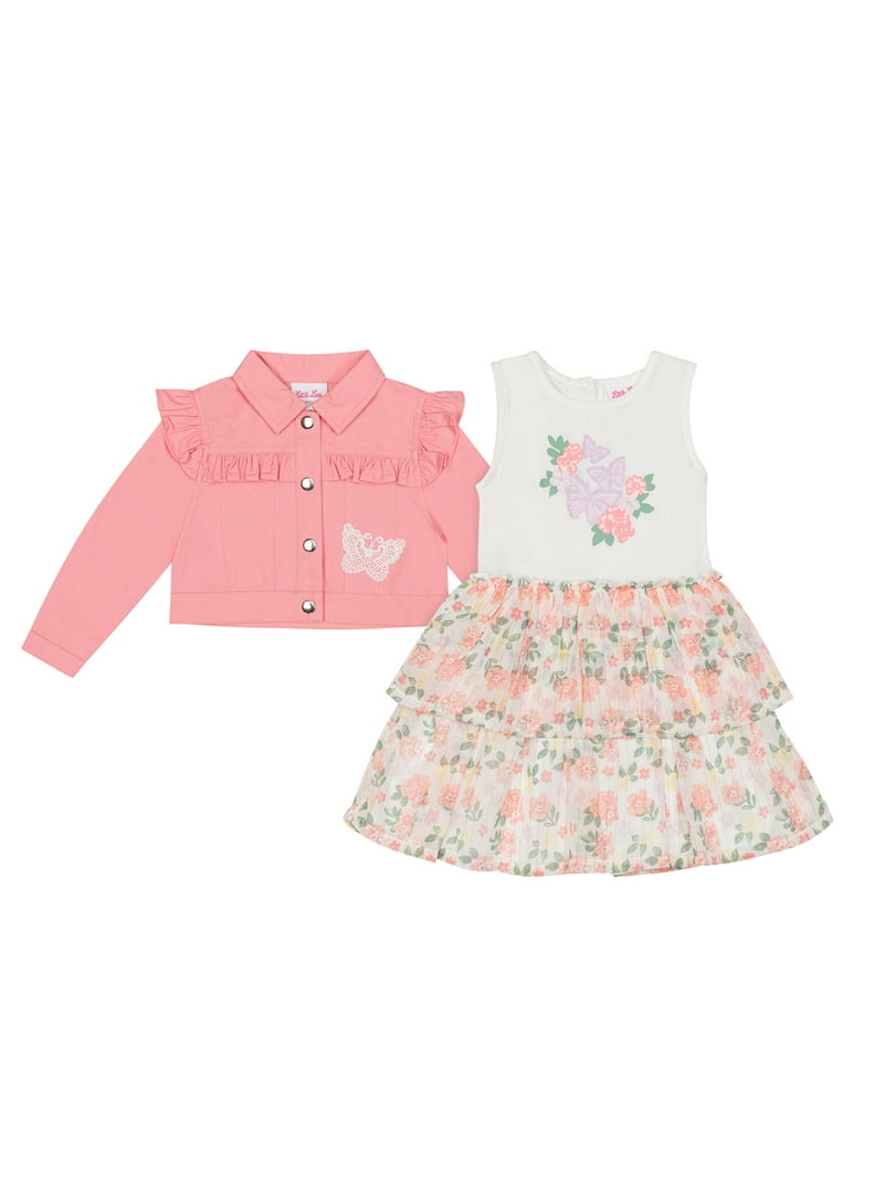 Little Lass Toddler Girl Dress and Jacket 2-Piece Set, Sizes 2T-4T