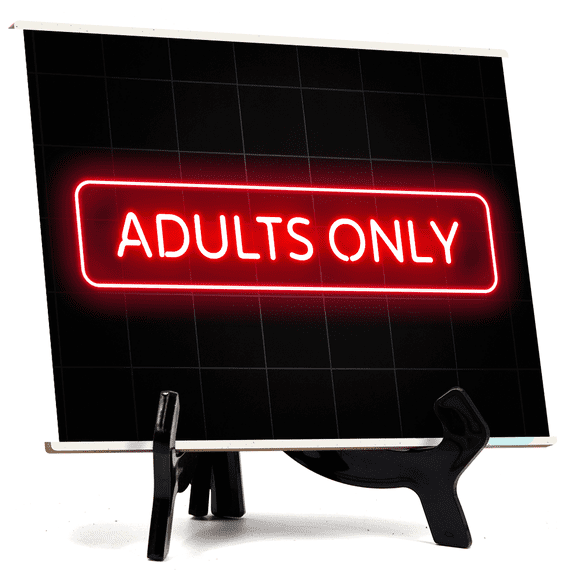 Adults Only Neon Style (8x6") Table Sign With Acrylic Easel | Live Streaming Recording Neon Decoration | For Gamers