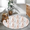 thumbnail image 3 of Round Area Rug 4 Ft, Orange Grey Botanical Washable Non-Slip Circle Carpet for Living Room/Bedroom, Spring Floral Summer Farmhouse Low-Profile Crawling Mats Collection Rugs for Indoor, 3 of 8
