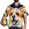 thumbnail image 4 of Pixel Dog Men's Hawaiian Printed Short Sleeve Button Down Casual Beach Shirt's, Unisex, 4 of 6