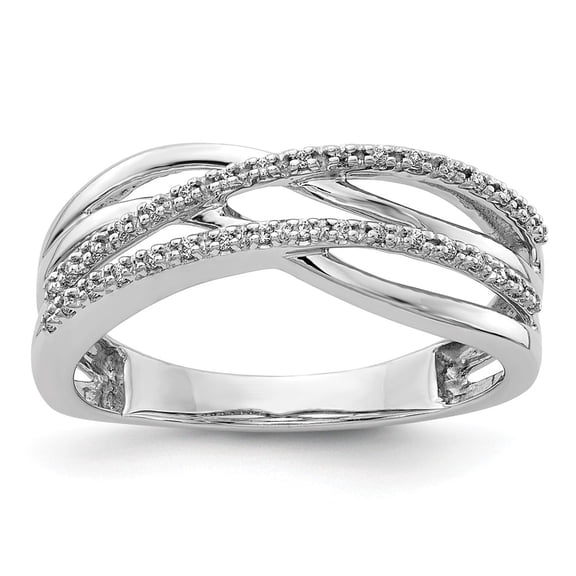 14K White Gold Ring Band Diamond Round Polished