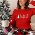 thumbnail image 7 of Christmas Tree Shirt Women Christmas Embroidered Trees Long Sleeve Shirts Gift Xmas Graphic Tee Tops, 7 of 7