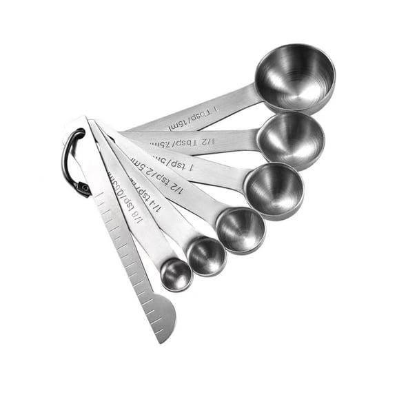 7 Piece Stainless Steel Measuring Spoons Set,Dual Scale Engraved Measuring Spoons, Stackable Hanging Loop,for Baking, Cooking, Spice Measuring
