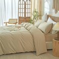 thumbnail image 4 of Washed Cotton Duvet Cover Set Linen Feel Natural Wrinkle Lightweight Comfy (King  Linen), 4 of 6