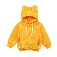 thumbnail image 2 of Godderr Toddler Infant Autumn Winter Sweatshirt for Boys Girls 9M-4Y Solid Color Ear Hooded Pullover Long Sleeves Baby Sweatsuit Toddler Pullover Sweat, 2 of 8
