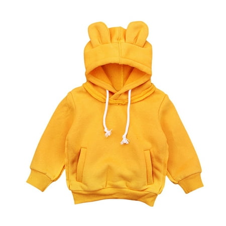 

LYMAYTER Girls Boys Sweatshirt for Kids Infant Solid Color Sweatsuit Spring Fall Hooded Pullover Shirt 9 Months - 4 Years