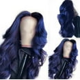 thumbnail image 1 of Fiudx Peluca Azul con Raya Al Medio, Estilo Largo y Rizado de 66 Cm, Aspecto Natural y Cómoda, Tamaño Ajustable, Material Suave y Transpirable, Perfecta para Disfraces, Fiestas, Carnavales y Mascarad, 1 of 3