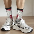 thumbnail image 6 of Daiia Leaves And Anemone Flowers In Red Grey Print Crew Socks – Soft Breathable Long Socks for Men & Women, Moisture-Wicking & Comfortable Daily Wear Socks, One-Size Fits Most (US 5-11), 6 of 6