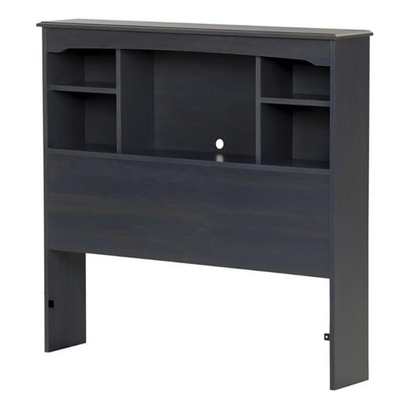 Pemberly Row Transitional Wood Twin Bookcase Headboard in Blue