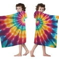 thumbnail image 4 of Colorful Tie Dye Spiral Pattern Hooded Bath Towel，50"x30" for Ages 3 To 12 Kids, Quick Dry Lightweight Soft Microfiber Hood Beach Towel Cover Up for Kids, 4 of 7
