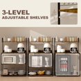 thumbnail image 4 of Rustic Brown Baker's Rack with Charging Station & Hooks - Kitchen Microwave Shelf, 31.5" Wide, Storage Organizer for Coffee Bar & Appliances, 4 of 7