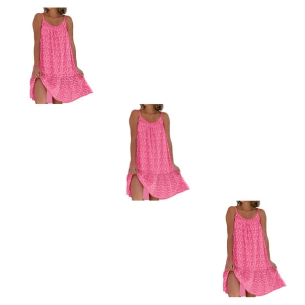Vestido bohemio elegante y cómodo para mujer Qarigey Vintage Maxi rosa L