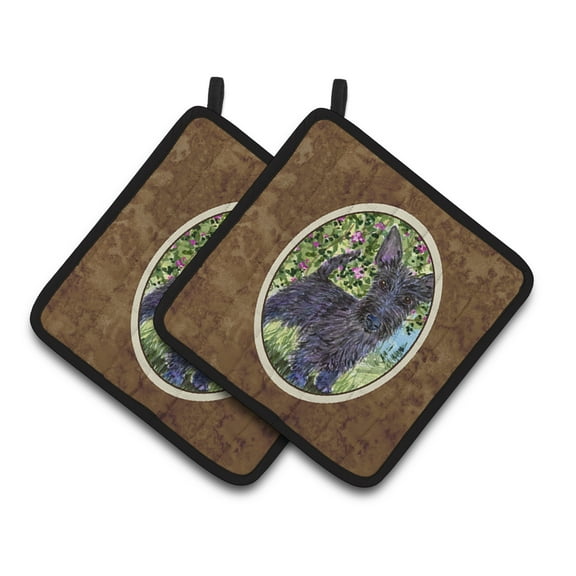 Carolines Treasures SS8889PTHD Scottish Terrier Pair of Pot Holders 7.5HX7.5W multicolor