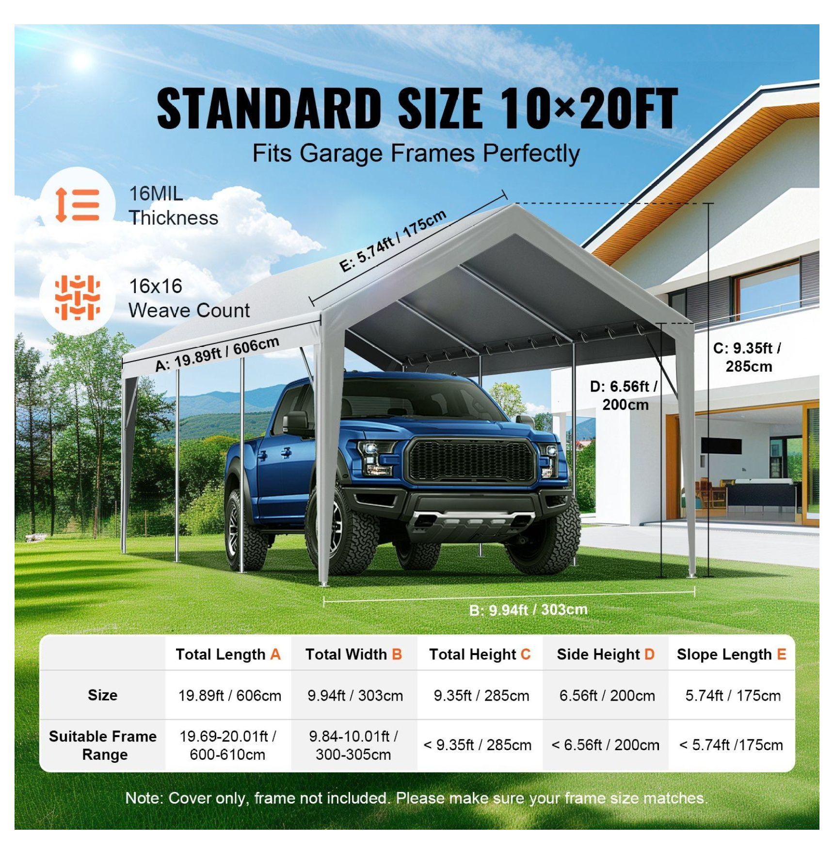 Carport Canopy Cover 10x20 ft, Waterproof UV Protection