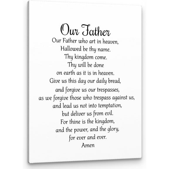 WFSposter-Our Father Prayer Wall Decor,Christian The Lords Prayer Wall Art Decor,Inspirational Quotes Bible Verse Scripture Print Canvas Painting Christian Prayer Room Office Church Decor White