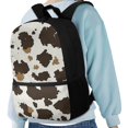 thumbnail image 4 of Uourmeti Brown Striped Pattern Backpack, Lightweight Polyester Backpack 17 Inch Smooth Zipper Student Bookbag for Night Out Travel, 4 of 6