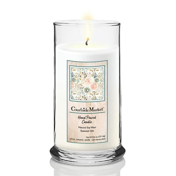 Courtside Market CAN-SB497-18S 18 oz Floral Peach Status Candle Glass, Clear