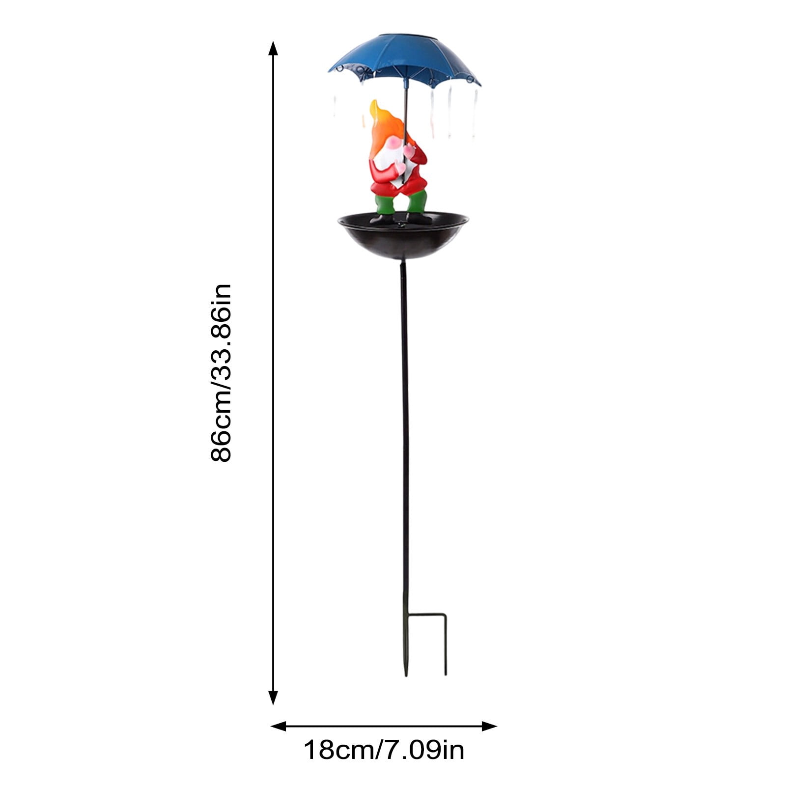 Pimea 33.86" Bird Feeder with Umbrella, Solar-Powered Metal Garden Stake, Outdoor Bird Feeding Station