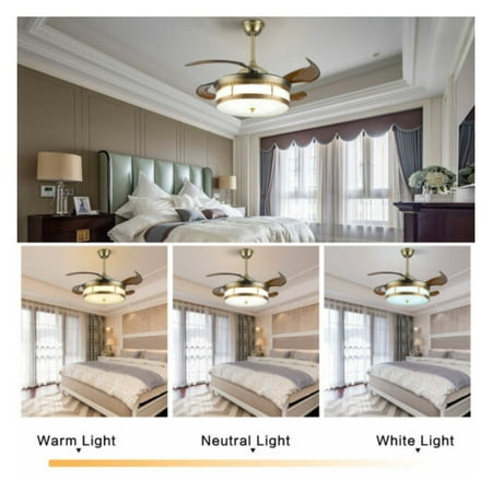 

WANCQ 42-Inch Invisible Ceiling Fan Light Chandelier With Control For Bedroom