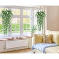 thumbnail image 3 of Zukuco 1PCS Artificial Hanging Plants Faux Eucalyptus Leaf Greenery Vine Outdoor UV Resistant Plastic Plants Home Garden Wedding Party Indoor Outdoor Decorations (White), 3 of 5