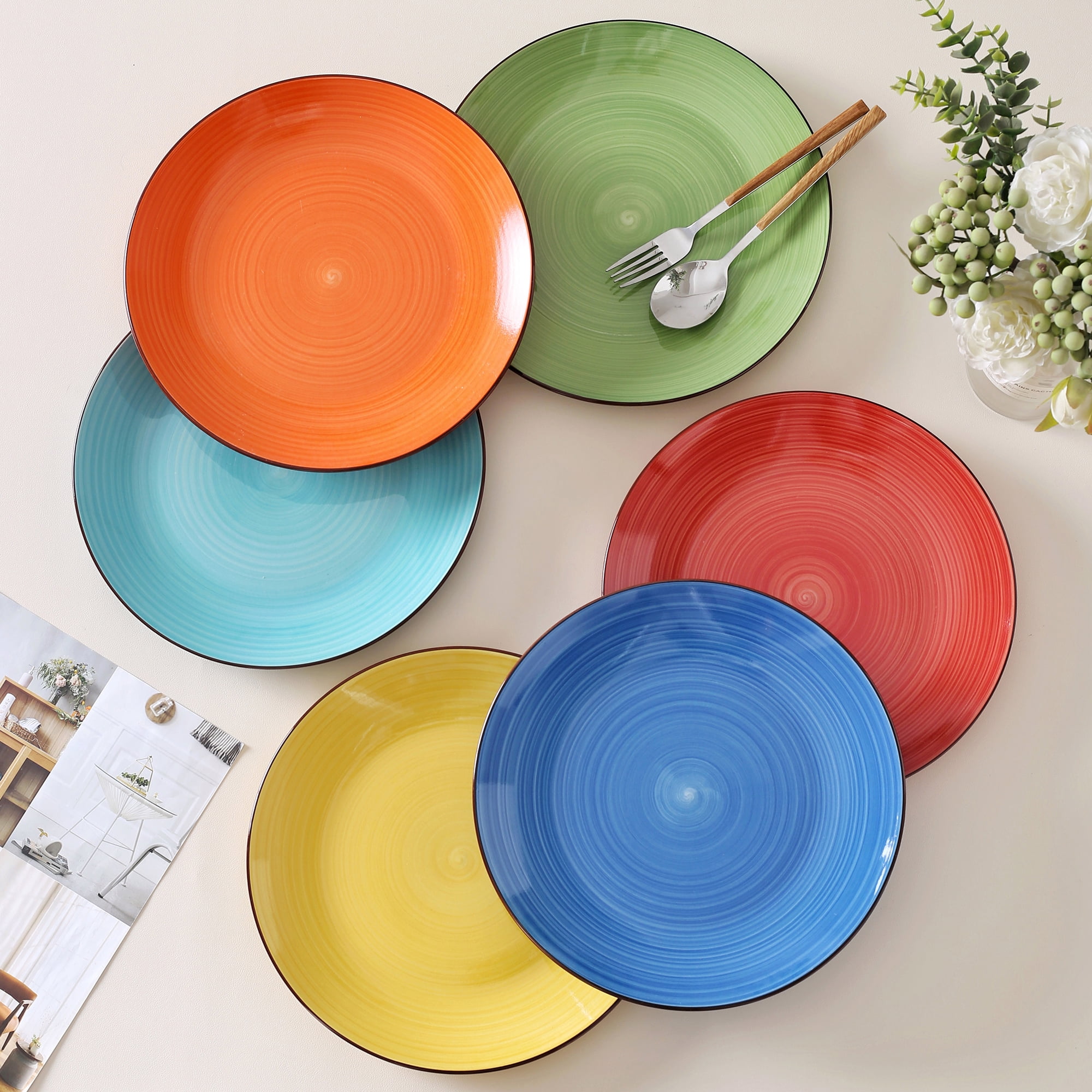 Dorothy 18 Piece Stoneware Dinnerware Set, Rainbow Series, Service for 6