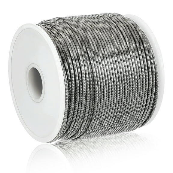 Tiger Tail Nylon-coated 304 Stainless Steel Wire Round Stainless Steel Color 12 Gauge(2mm) 328.08 Feet(100m)/Roll