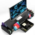 thumbnail image 2 of Desk Dual Monitor Stand Riser with Drawer, Black, 2 of 10
