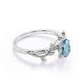 thumbnail image 3 of JeenMata Inspired by Nature - 1.3 Carat Oval Shape Created Aquamarine - Four Prong Setting Engagement Ring - 18K White Gold Plating over Silver, 3 of 6