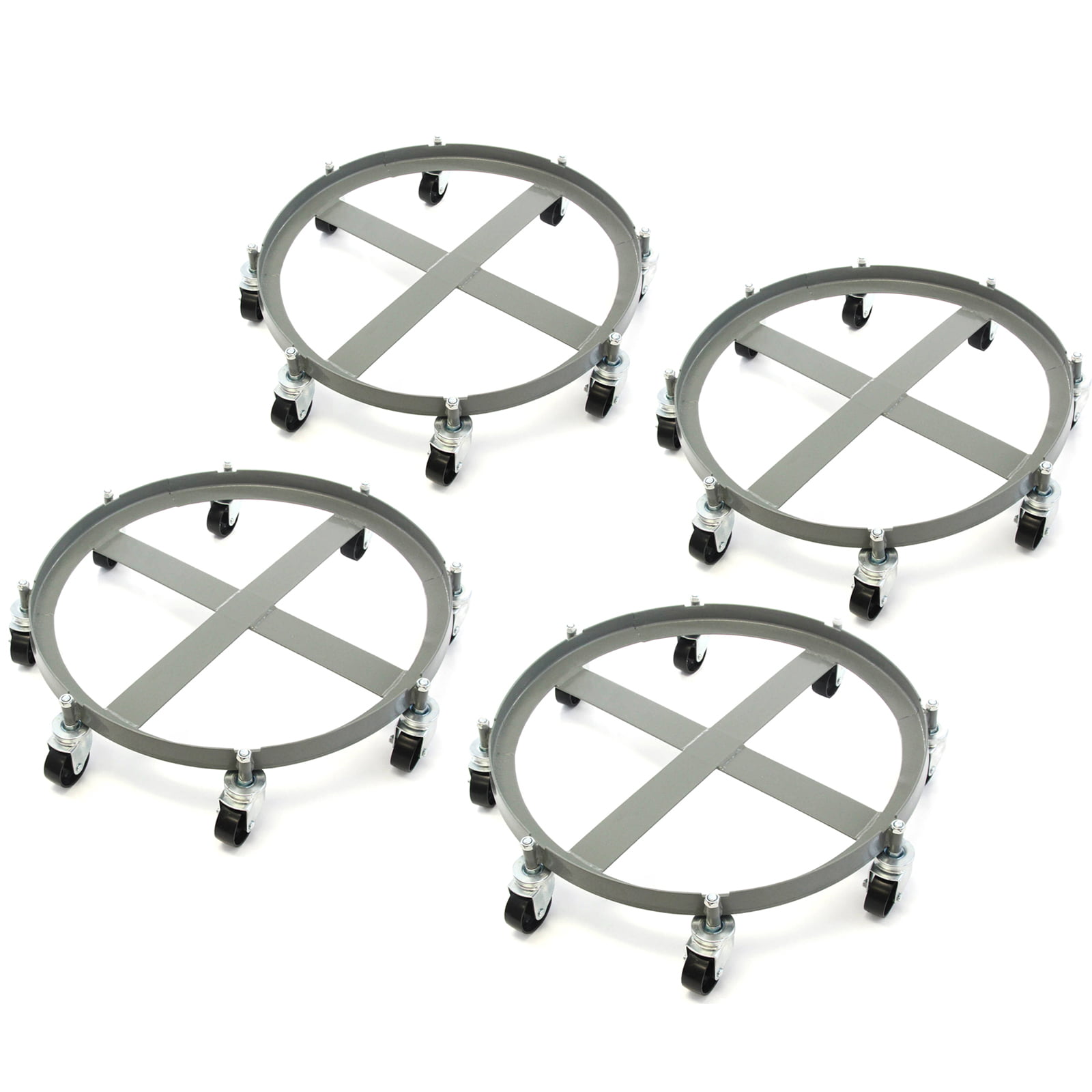 2PCS 55 Gallon Drum Dolly with 5 Swivel Casters Heavy Duty Steel 