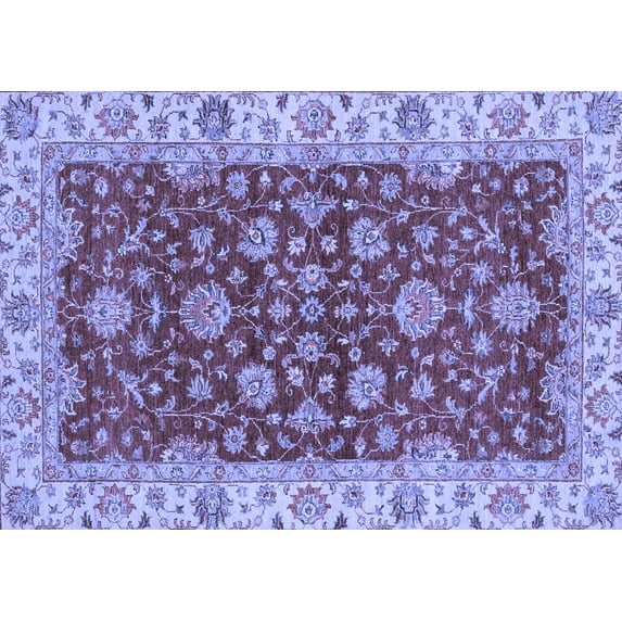 Ahgly Company Machine Washable Indoor Rectangle Oriental Blue Traditional Area Rugs, 7' x 9'
