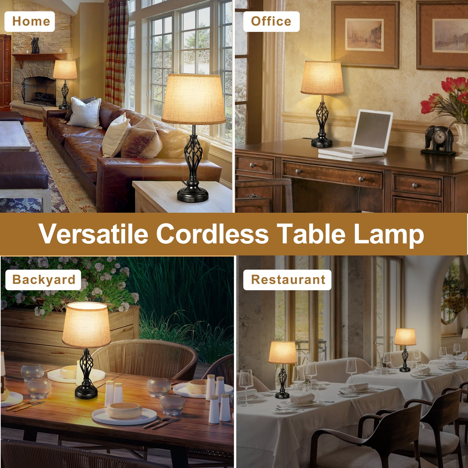Coliware Table Lamp Set of 2, Traditional Dimmable Desk Lamps with Touch Control USB Charging Port, Farmhouse Tapered Drum Shade Bedside Nightstand Lamps for Living Room Bathroom Bedroom