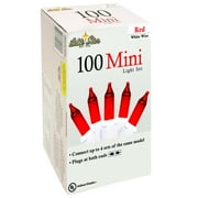 Brite Star 100 Count Mini String Christmas Lights, Red - 22 feet Indoor/Outdoor Christmas Tree Lights with White Wire