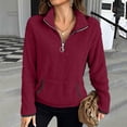 thumbnail image 5 of Womens Quarter Zip Pullover Sherpa Fleece Sweatshirt Oversized Zip Up Half Zip Seater Cozy Fuzzy Outerwear Pocket, 5 of 6