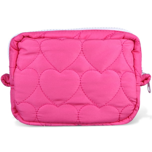 Organizadora de Maquillaje Kuymtek Acolchada con Patrón Corazón Rosa Rojo